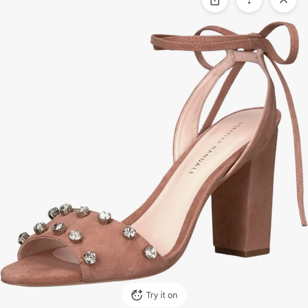 Loeffler Randall Elayna Studded Suede Anklewrap Heels